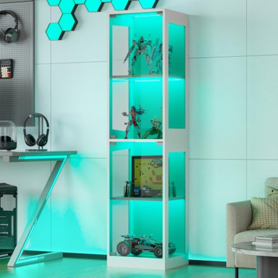 Glass Cabinet Display - RGB 조명이 있는 유리 진열장, 수집품용