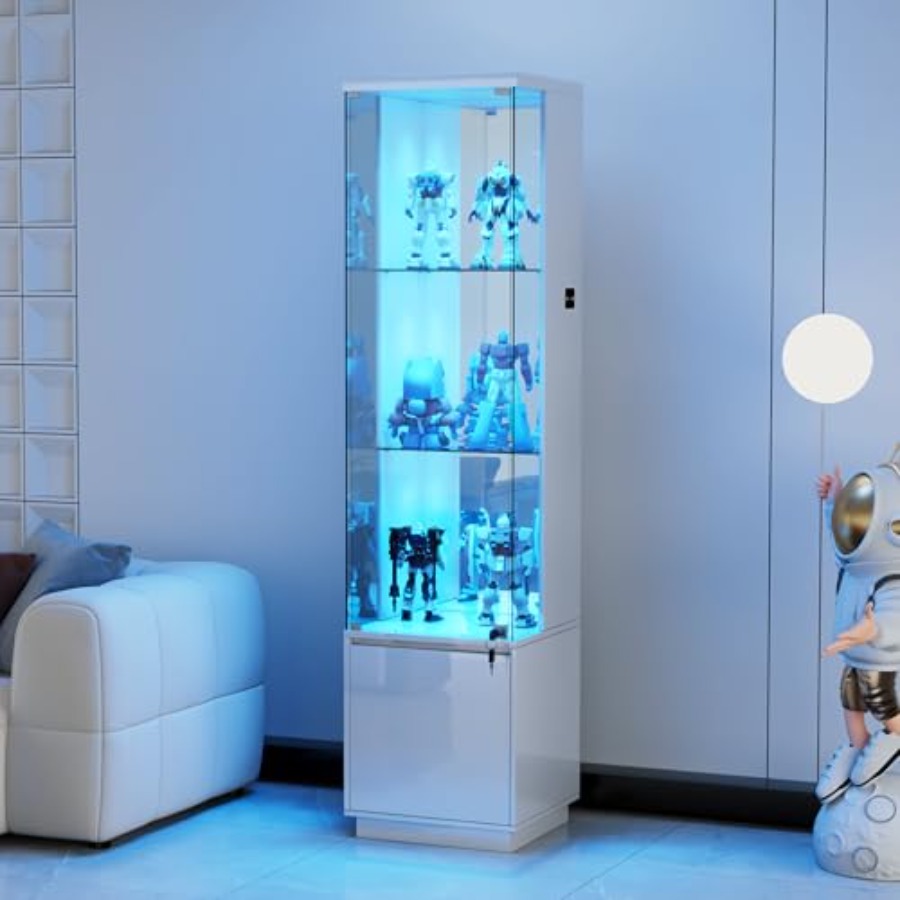 Glass Cabinet Display - 거실용 코너 디스플레이 캐비닛, MDF 재질에