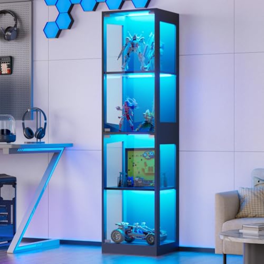 Glass Cabinet Display - LED RGB 조명이 있는 유리 진열장,