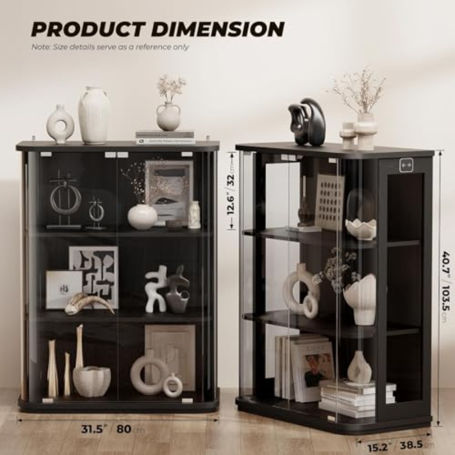 3단 원형 디스플레이 캐비닛(조명 포함), 인체 감지  - Glass Cabinet Display 리뷰 및 가격