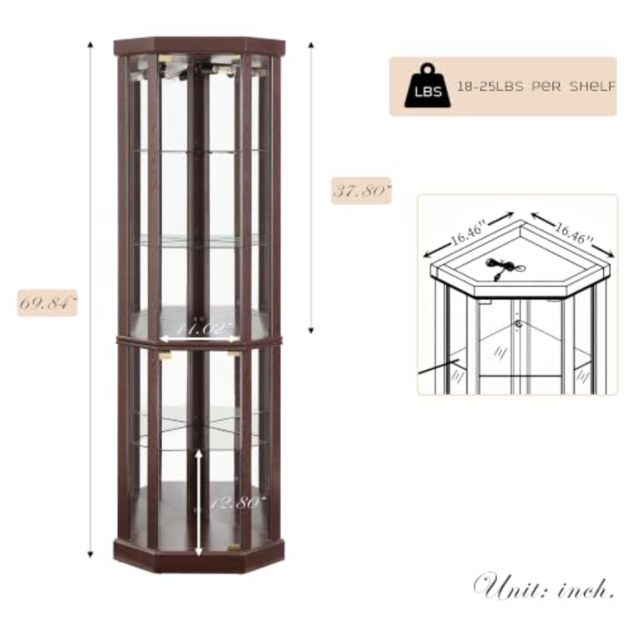 거실용 코너 장식장: 강화유리 문, 조명 디스플레이 케 - Glass Cabinet Display 리뷰 및 가격