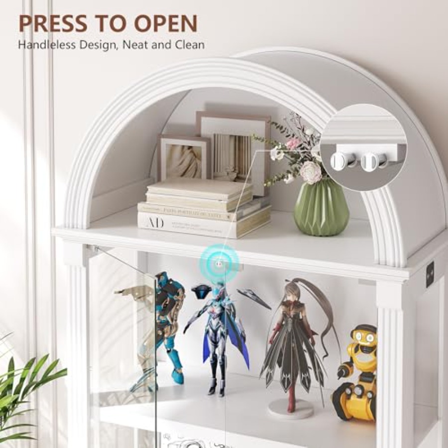거실용 아치형 디스플레이 캐비닛, 강화유리 문, 화이트 - Glass Cabinet Display 리뷰 및 가격