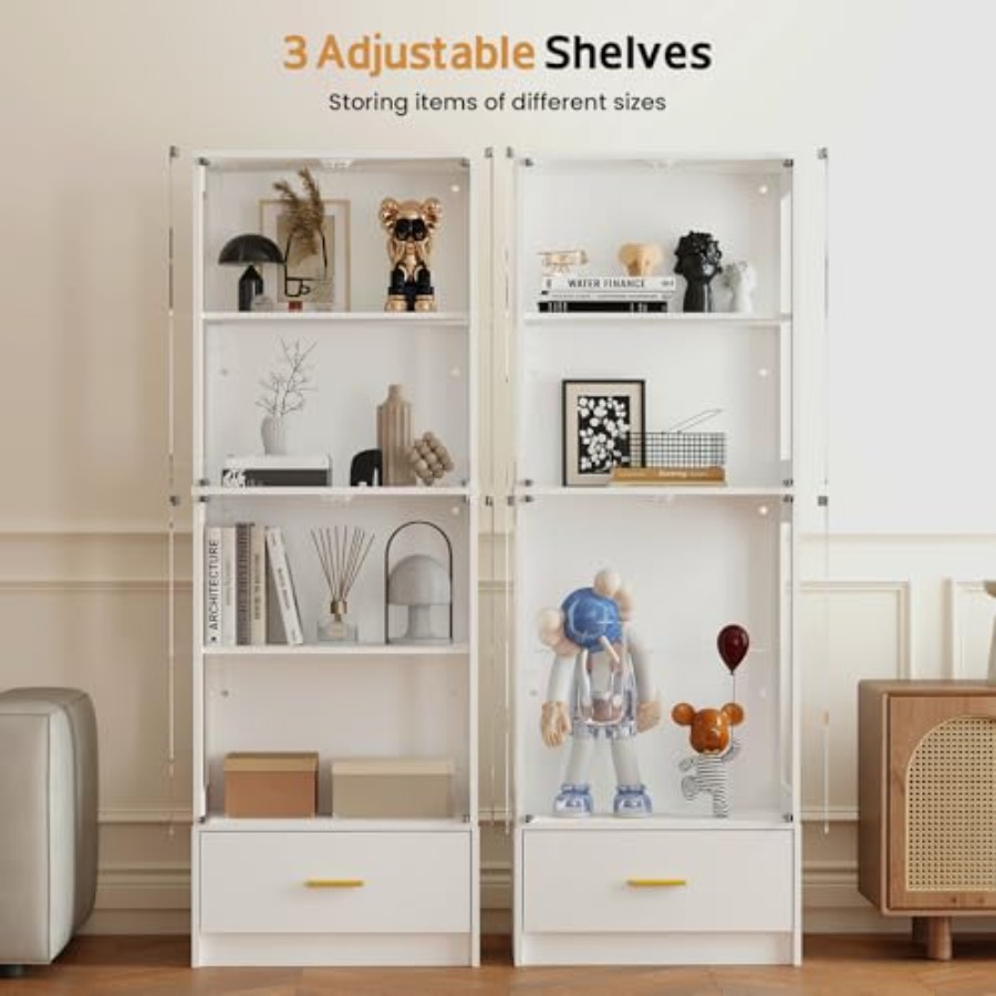 문이 있는 유리 진열장 - 수집품용 큐리오 캐비닛, 6 - Glass Cabinet Display 리뷰 및 가격